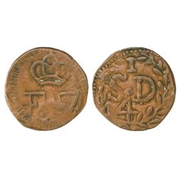 Santo Domingo (under Spain), Dominican Republic, copper 1/4 real (cuarto), Ferdinand VII, struck ca.