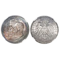 Saxony-Albertine (German States), 5 marks, 1909, Leipzig University 350th Anniversary, NGC MS 66.