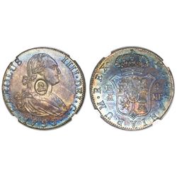 Great Britain (Bank of England), 1/2 dollar, oval George III countermark (1797-99) on a Madrid, Spai