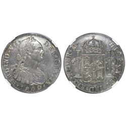 Guatemala, bust 8 reales, Ferdinand VII, 1809M, NGC MS 62, ex-Richard Stuart (stated on label).