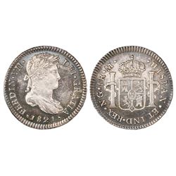 Guatemala, bust 1 real, Ferdinand VII, 1821M, NGC MS 63.