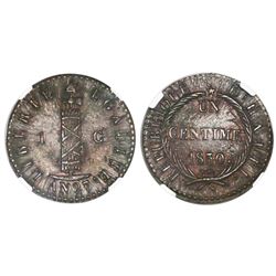 Haiti, 1 centime, 1830 / AN 27, NGC MS 63 BN.