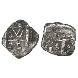 Comayagua, Honduras, provisional "imitation cob" 1 real, 1825-(CY), very rare, NGC VF details / hole