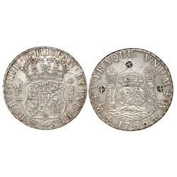 Mexico City, Mexico, pillar 8 reales, Charles III, 1766MF, with three Indonesian countermarks (chopm