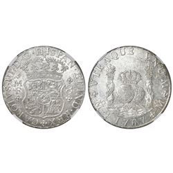 Mexico City, Mexico, pillar 8 reales, Charles III, 1767MF, NGC MS 60.