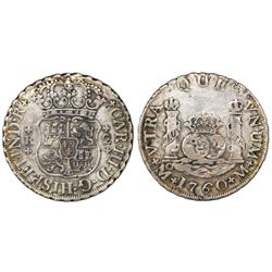 Mexico City, Mexico, pillar 2 reales, Charles III, 1760M.