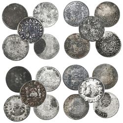Lot of ten Mexico City, Mexico, pillar 2 reales, Charles III, various dates, from burials in China.