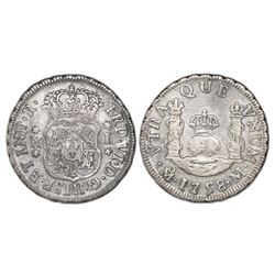 Mexico City, Mexico, pillar 1 real, Ferdinand VI, 1758M, dissimilar crowns.