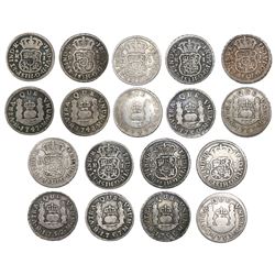 Lot of nine Mexico City, Mexico, pillar 1R, Ferdinand VI, assayer M, dates as follows: 1747, 1748, 1