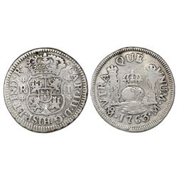 Mexico City, Mexico, pillar 1 real, Charles III, 1763M.