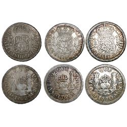 Lot of three Mexico City, Mexico, pillar 1R, Charles III, assayer M, dates as follows: 1762, 1765, 1