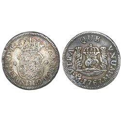 Mexico City, Mexico, pillar 1/2 real, Charles III, 1767M.
