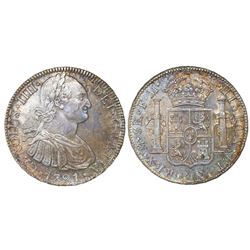 Mexico City, Mexico, bust 8 reales, Charles IV, 1791FM.