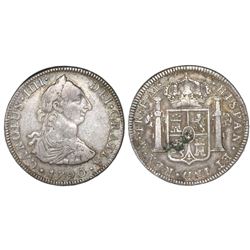 Mexico City, Mexico, bust 4 reales, Charles IV transitional (bust of Charles III, ordinal IIII), 179