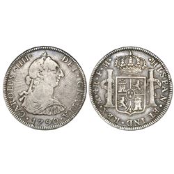 Mexico City, Mexico, bust 4 reales, Charles IV transitional (bust of Charles III, ordinal IIII), 179