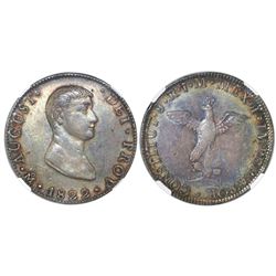 Mexico City, Mexico, 8 reales, 1822JM, Iturbide, early eagle, NGC AU 53, Bevill Plate.