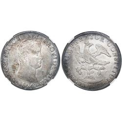 Mexico City, Mexico, 8 reales, 1822JM, Iturbide, long smooth truncation, 8R JM below eagle, NGC AU 5