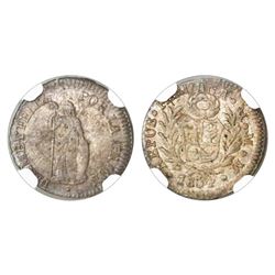 Lima, Peru, 1/2 real, 1834MM, NGC MS 63.