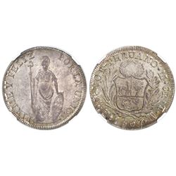 Lima, Peru (State of North Peru), 8 reales, 1837TM, NGC MS 64.