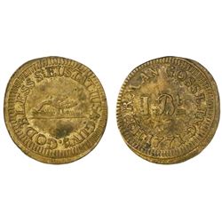 Herman Gosling, St. Eustatius, brass 1 bitt token, 1771, NGC XF Details / rev graffiti.