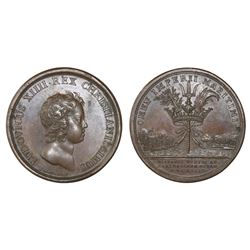 France (struck in Paris), copper medal, Louis XIV, 1643, naval victory at Cartagena (Colombia).
