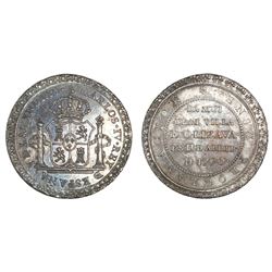 Orizaba, Mexico, silver 4-reales sized proclamation medal, Charles IV, 1790.