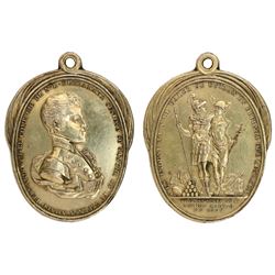 Mexico City, Mexico, gold-plated silver oval medal, 1809, New Spain merchants.