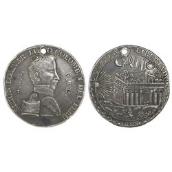 Cuzco, Peru, silver 8R-sized medal, 1825, Bolivar / liberation of Cuzco.