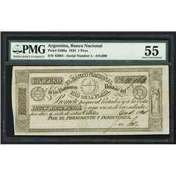 Rio de la Plata, Argentina, Banco Nacional de las Provincias, 1 peso, 1-12-1834, serial 42964, PMG A