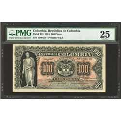 Bogota, Colombia, Republica de Colombia, 100 pesos, April 1904, serial 5200178, PMG VF 25, ex-Eldora