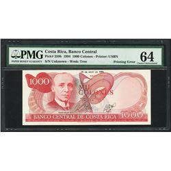 San Jose, Costa Rica, Banco Central, 1000 colones, 20-4-1994, missing third printing error, PMG Choi