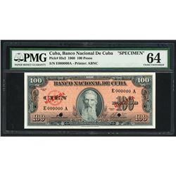 Havana, Cuba, Banco Nacional, 1960, 100 pesos specimen, series 1960, serial E000000A, PMG Choice UNC
