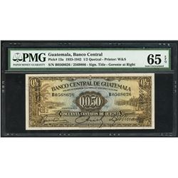 Guatemala, Banco Central, 50 centavos de quetzal, 21-10-1942, serial B0568626 / 2569886, PMG Gem UNC