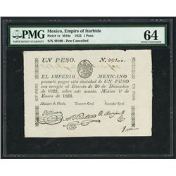 Mexico City, Mexico, Empire of Mexico, small-size 1 peso, 1-1-1823, serial 49,100, PMG Choice UNC 64