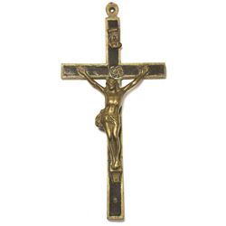 Spanish brass crucifix, 1800s.