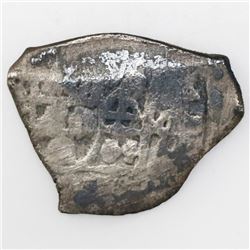 Mexico City, Mexico, cob 2 reales, Philip V, assayer not visible, error with denomination as "4" (un