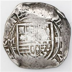 Mexico City, Mexico, cob 4 reales, Philip II, assayer F below mintmark oM to left (oMF), denominatio