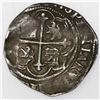 Image 2 : Mexico City, Mexico, cob 1 real, Philip II, assayer O to right, mintmark oM to left (not visible).