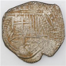 Potosi, Bolivia, cob 8 reales, Philip IV, assayer not visible (style of 1629T, denomination 8, fine-