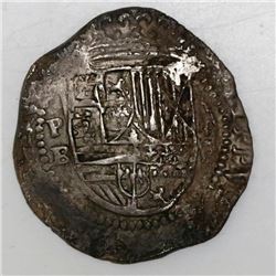 Potosi, Bolivia, cob 2 reales, Philip II, assayer B (1st period).