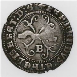 Burgos, Spain, 1/2 real, Ferdinand-Isabel, mintmark B below yoke, daggers at tops.