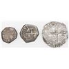 Image 2 : Lot of three Spanish cob 1/2R: Seville, Philip II, assayer Gothic D; Seville, 162(7?)D; Madrid, 165(