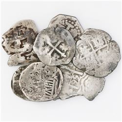 Lot of seven Spanish colonial cob 1R and 1/2R, various mints and periods.