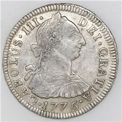 Potosi, Bolivia, bust 2 reales, Charles III, 1775JR.