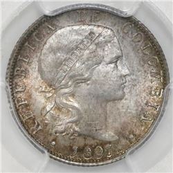 Bogota, Colombia, 20 centavos, 1897, PCGS MS64.