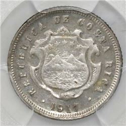 Costa Rica, silver 10 centavos, 1917, PCGS AU58, ex-Fred Mayer.