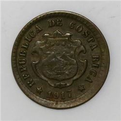 Costa Rica, brass 5 centavos, 1917.