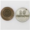 Image 2 : Lot of two Costa Rican tokens: 10 centavos (white metal), Costa Rica Railway (1870s); 5 centavos (co