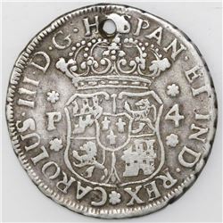 Guatemala, pillar 4 reales, Charles III, 1770P.