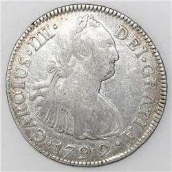 Guatemala, bust 2 reales, Charles IV, 1792M, ex-Richard Stuart.